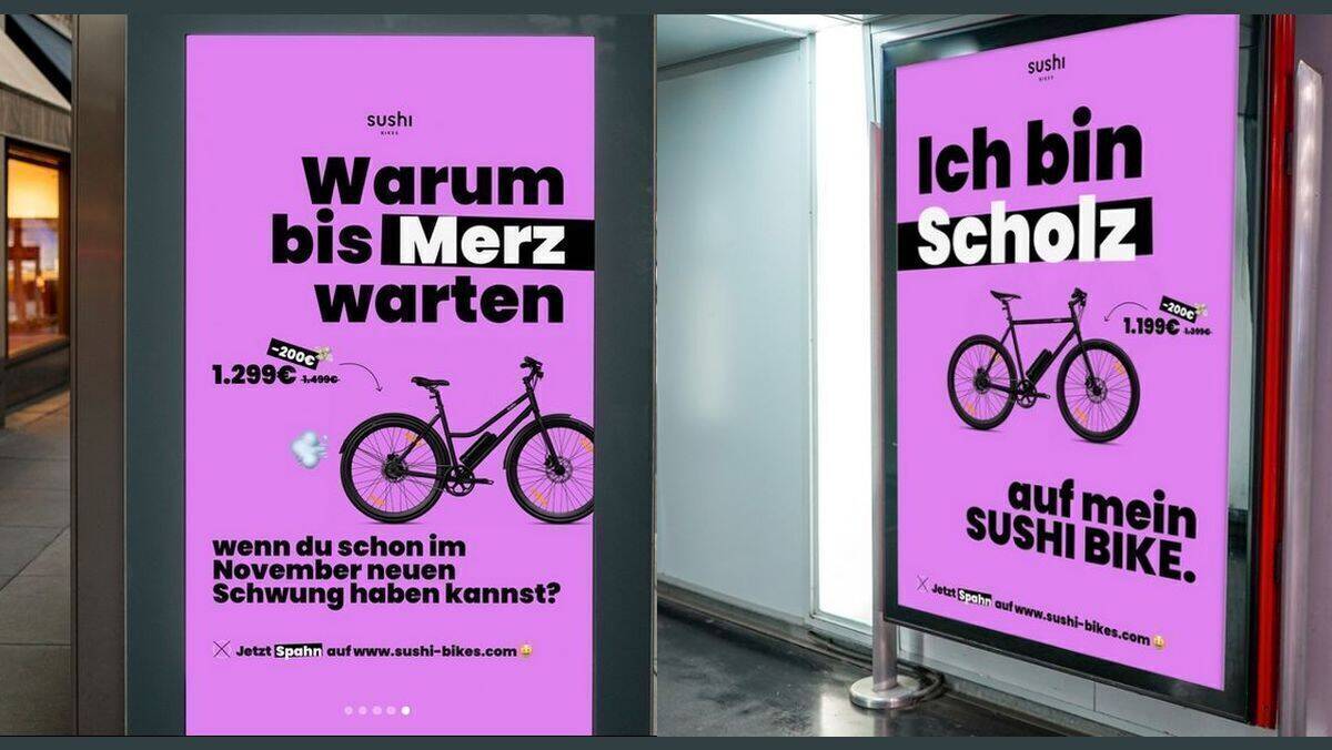 Vereint gleich drei Trends in einer Kampage: der Auftritt von Sushi Bikes.