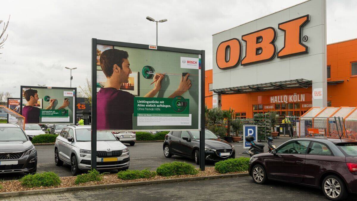 Werbeflächen bei Obi für Bosch.