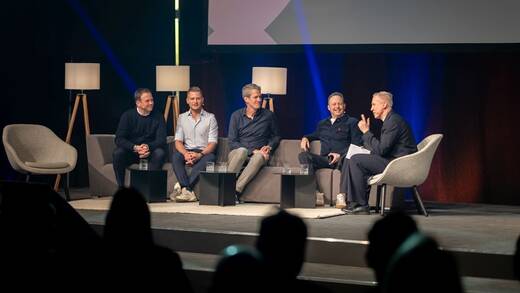 Mit Rolf Schröter auf dem Panel: Christian Zimmer, Thomas Töpfer, Dirk Bruns und Daniel Jäger.