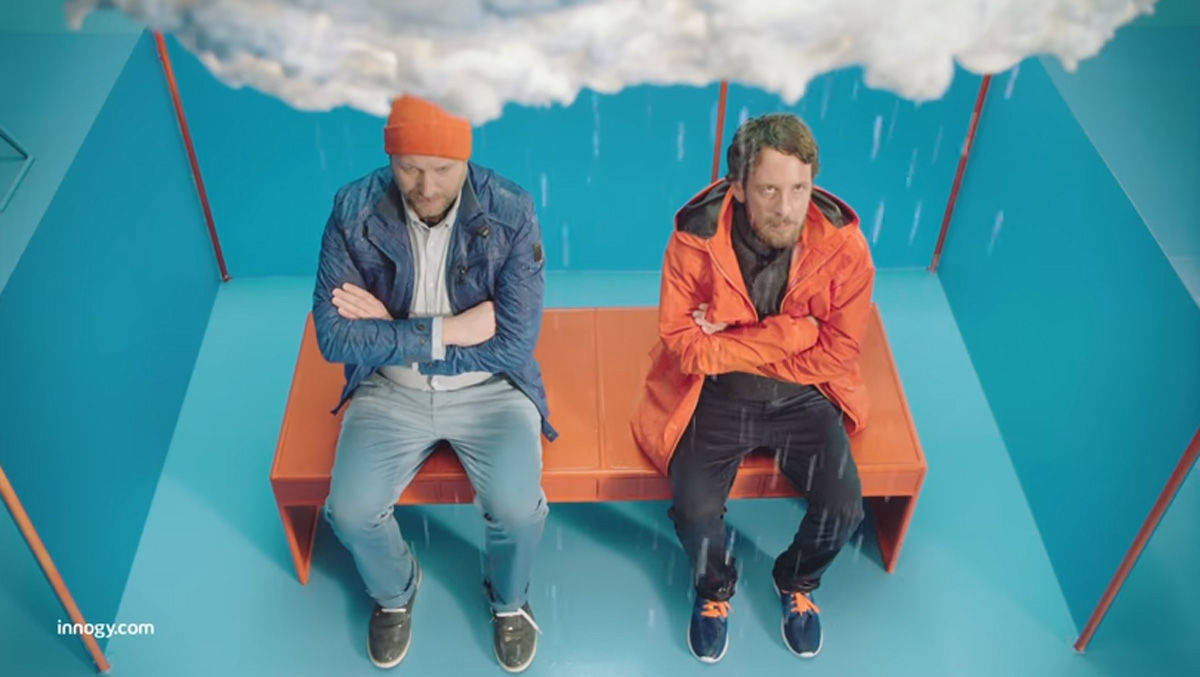 Dunkle Wolken über Innogy. Szene aus einem Produktspot von Scholz & Friends aus dem Jahr 2017.