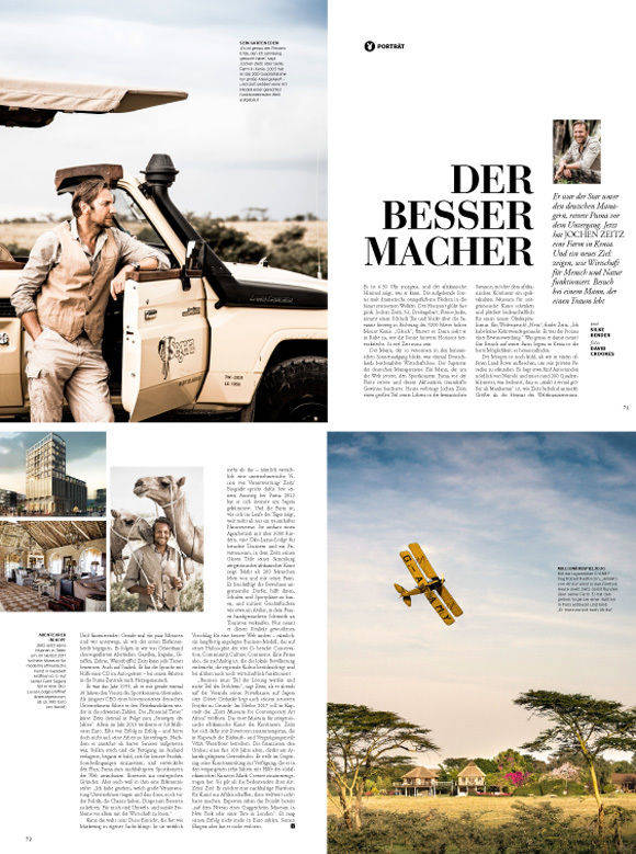 Jochen Zeitz, einst Puma-Retter, lebt nun in Kenia seinen Traum (Seiten aus dem neuen "Playboy").