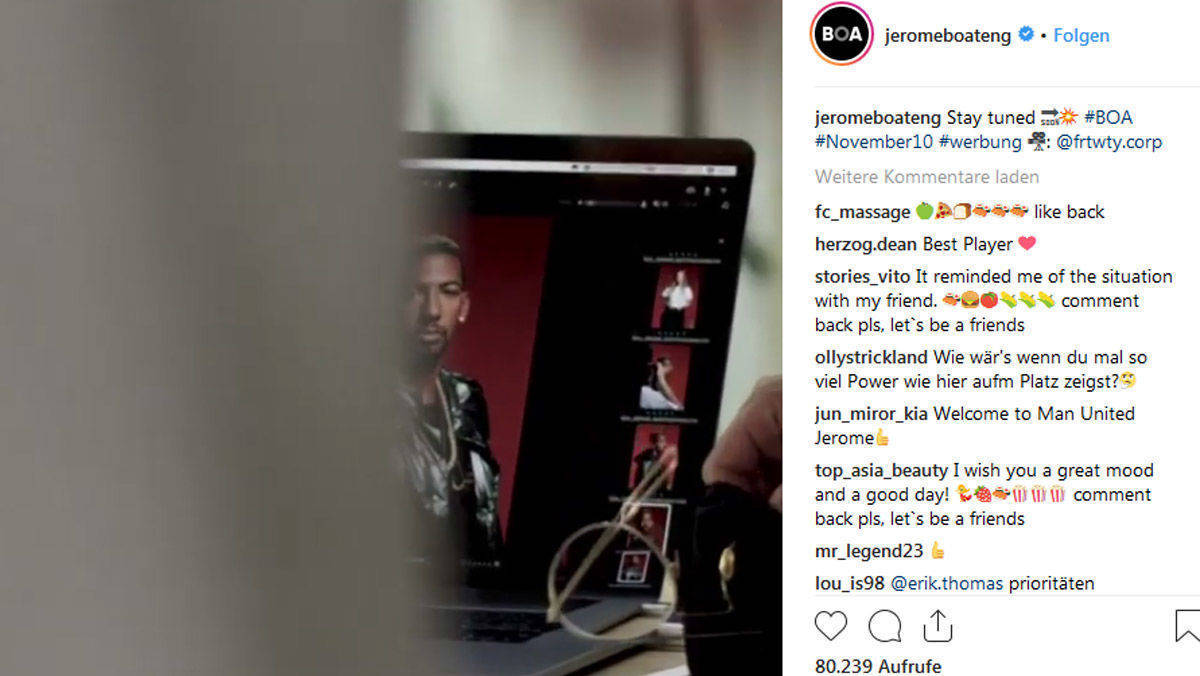 Seit einer Woche macht Jérôme Boateng auf seinem Instagram-Account schon mal neugierig auf Boa.